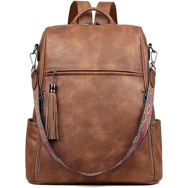 Amazon.com: FADEON 15.6 inch Leather Laptop Backpack Purse  display picture 1