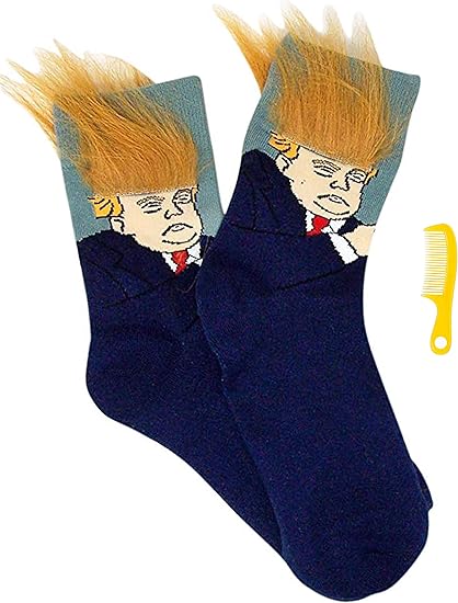 Amazon ドナルド トランプ ソックス 髪とコーム付き 大人用 メンズ レディース ネイビー トランプウィッグ ソックス 通販