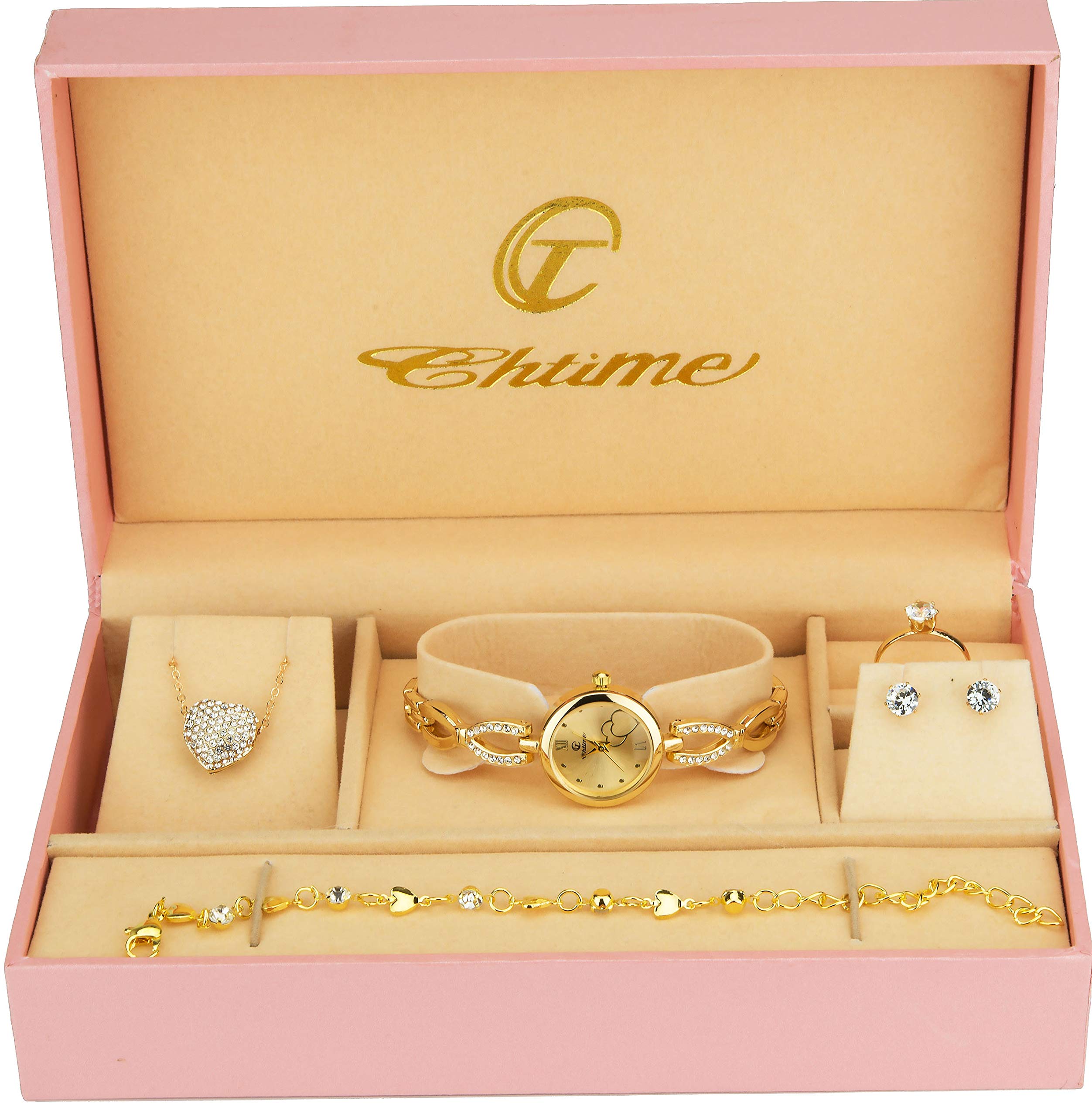 Gift Set Women's Watch - Jewelry Set- Necklace-Ring- Earrings - Band