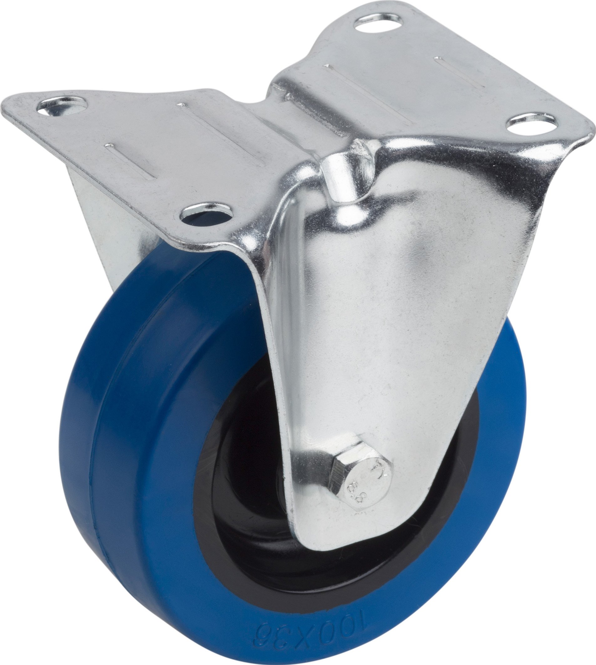 Meister Fixed Castor ✓ 105 x 80 mm Plate ✓ Elastic Solid Rubber Wheels ✓ Soft Tread ✓ Roll Bearing Wheel/Castor Heavy Duty Roll, 802620