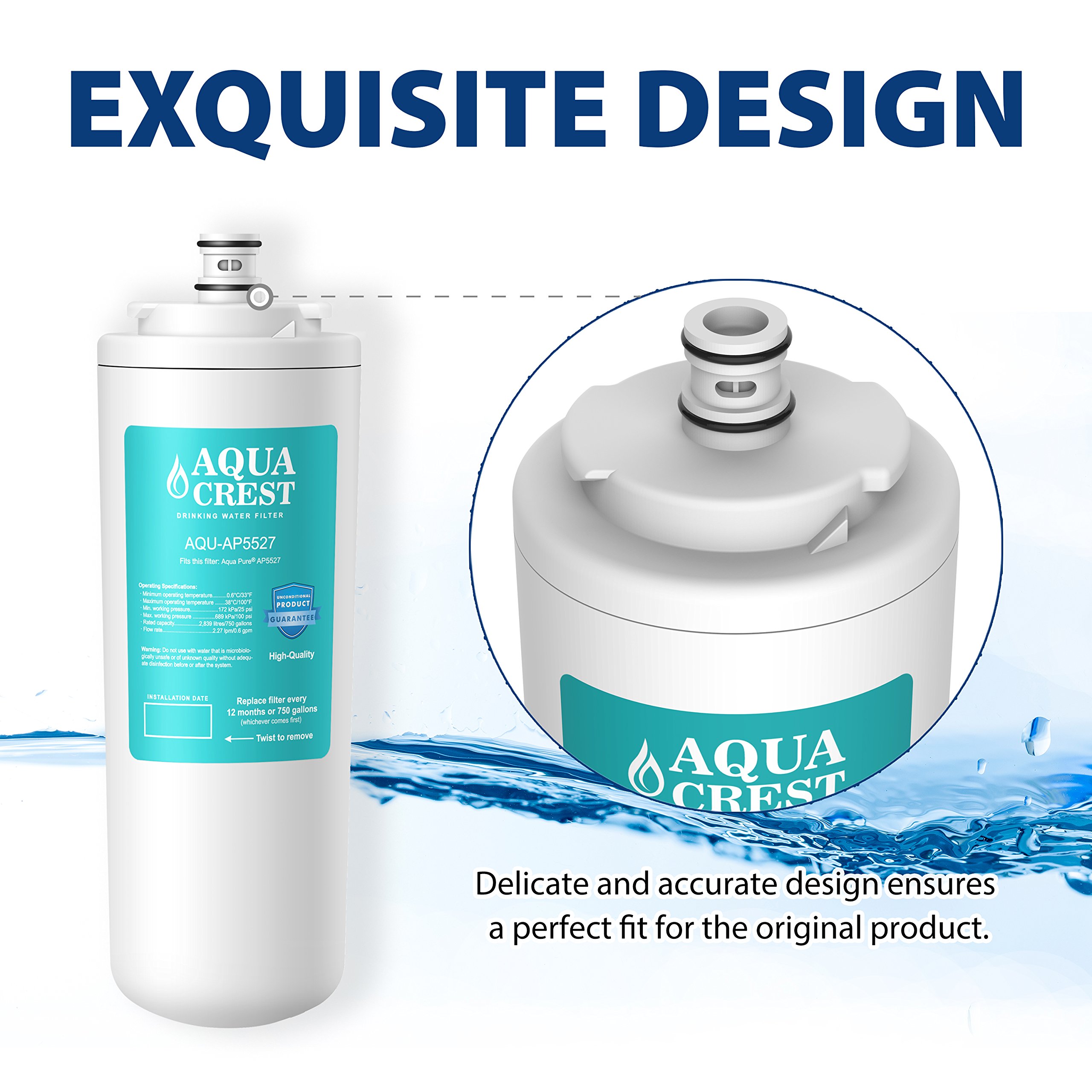 AQUACREST AP5527 Replacement Under Sink Water Filter, Compatible with