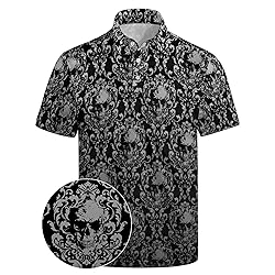 Xdceu Men's Skull Polo Shirts Hawaiian Golf Polo