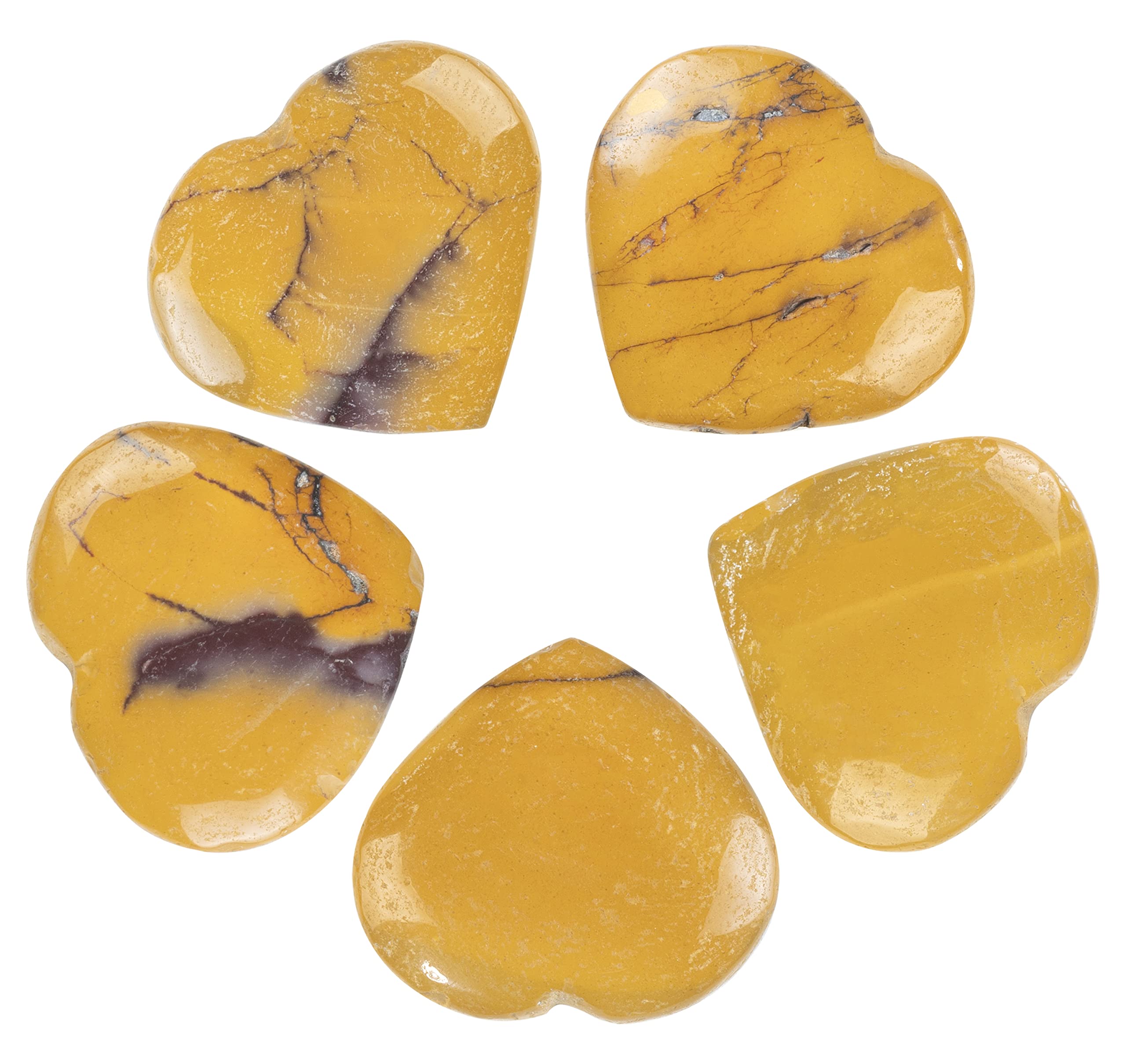 Crocon 5 Pcs Mookaite Jasper Heart stone 25mm Mini Heart Shape gemstone Puff Stones Set 400+ Carats Pocket Crystal Healing Tumble Collection Palm Worry Stone Good Luck Meditation Gift Craft Home Decor — image 1