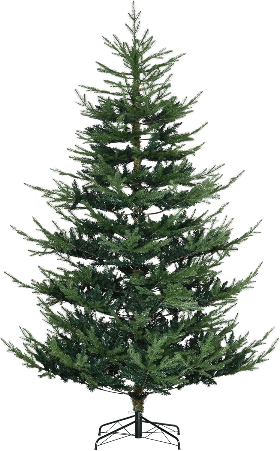 Trees - HOMCOM 7.5 Foot Artificial Christmas Tree, Pine Hinged Xmas Tree with Realistic Branches, Steel Base, Auto Open, Green