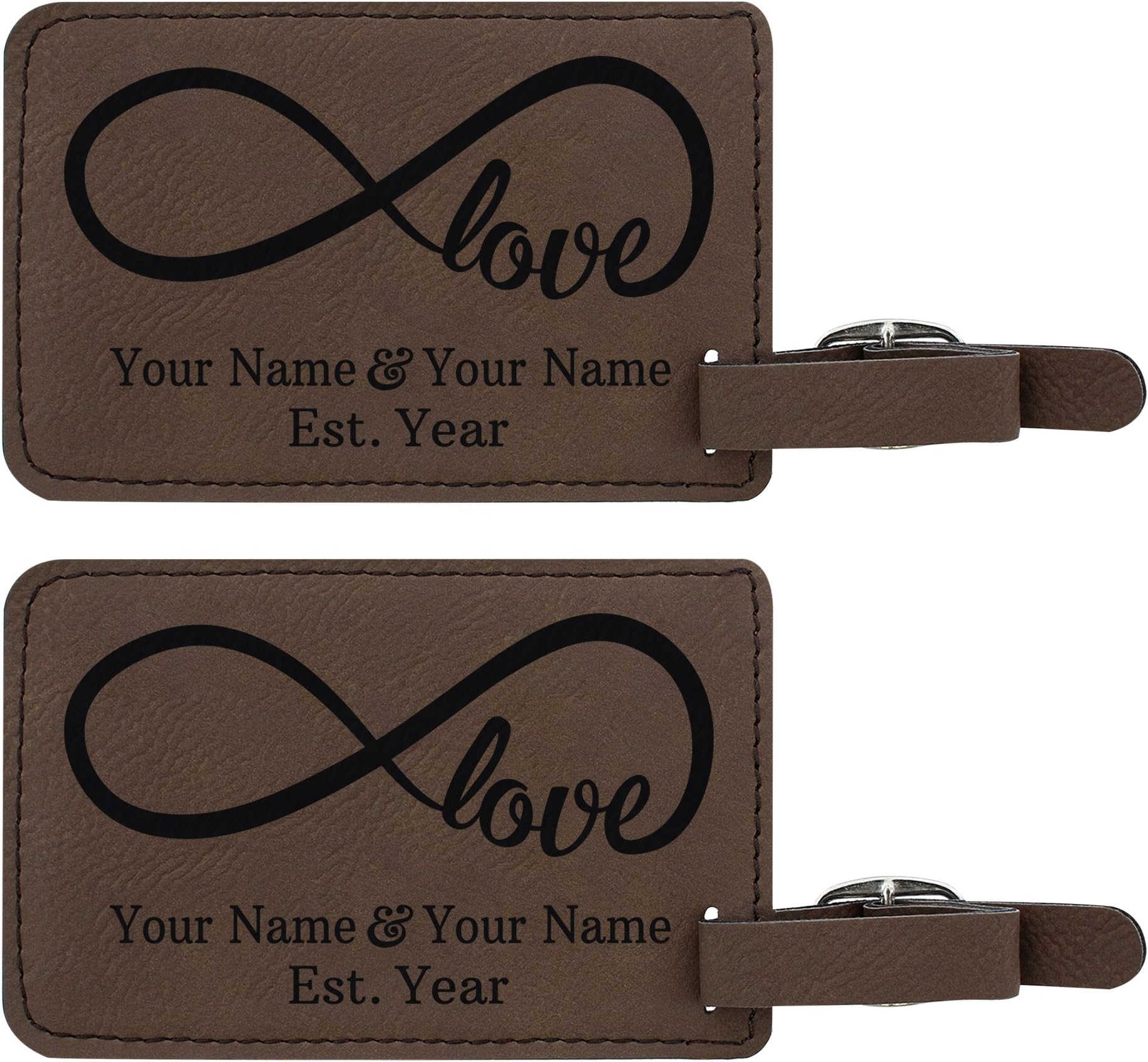 Personalized Name Infinite Love Personalized Laser Engraved Leather Luggage Tags