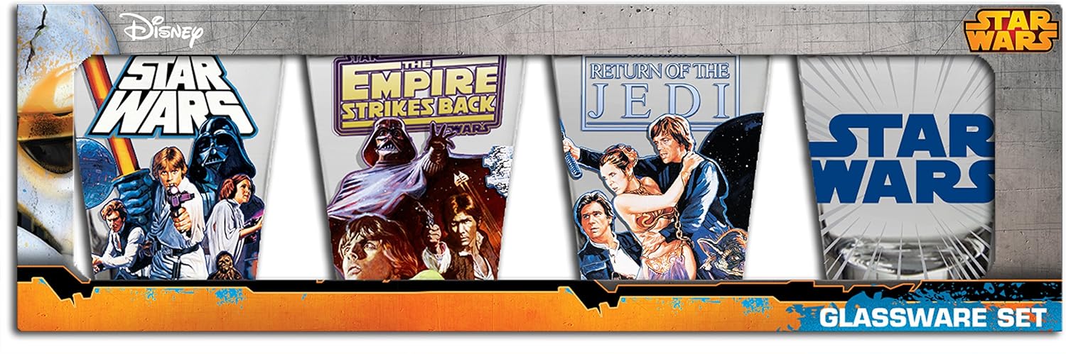 Silver Buffalo Star Wars Episodes 4, 5 and 6 1-Ounce Mini Glas Set, Set of 4, Multicolor