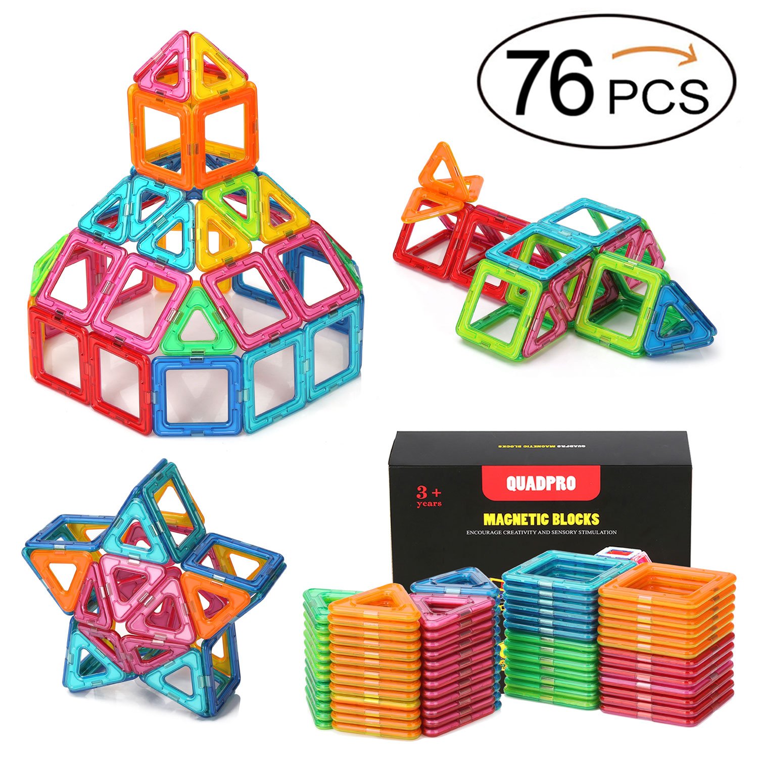 Quadpro 76 Piece Blocks Building Toys For Boys Girls,