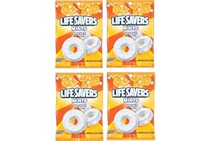 Life Savers Orange Mints - Pack of 4 - Individually Wrapped Orange Flavored Mints - Perfect for on the go Snacking - Great for Sharing