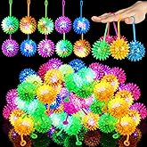 Sotiff 9 Pcs LED Bouncy Balls Light up Spiky Party Favors Bulk Prizes | Flashing Multicolor Puffer Texture with Squeaky Sound, Bouncy Balls for Kids Teens Adults, Valentine Party Favor Gifts