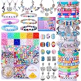 AIPRIDY 3600 Pcs Girls Toys Bracelet Making Kit, Unicorn/Mermaid Jewelry Activity, Flat College Style Beading for Friendship Jewelry Making, DIY Crafts for 4-12 Girls Birthday Christmas Gifts(Pink)