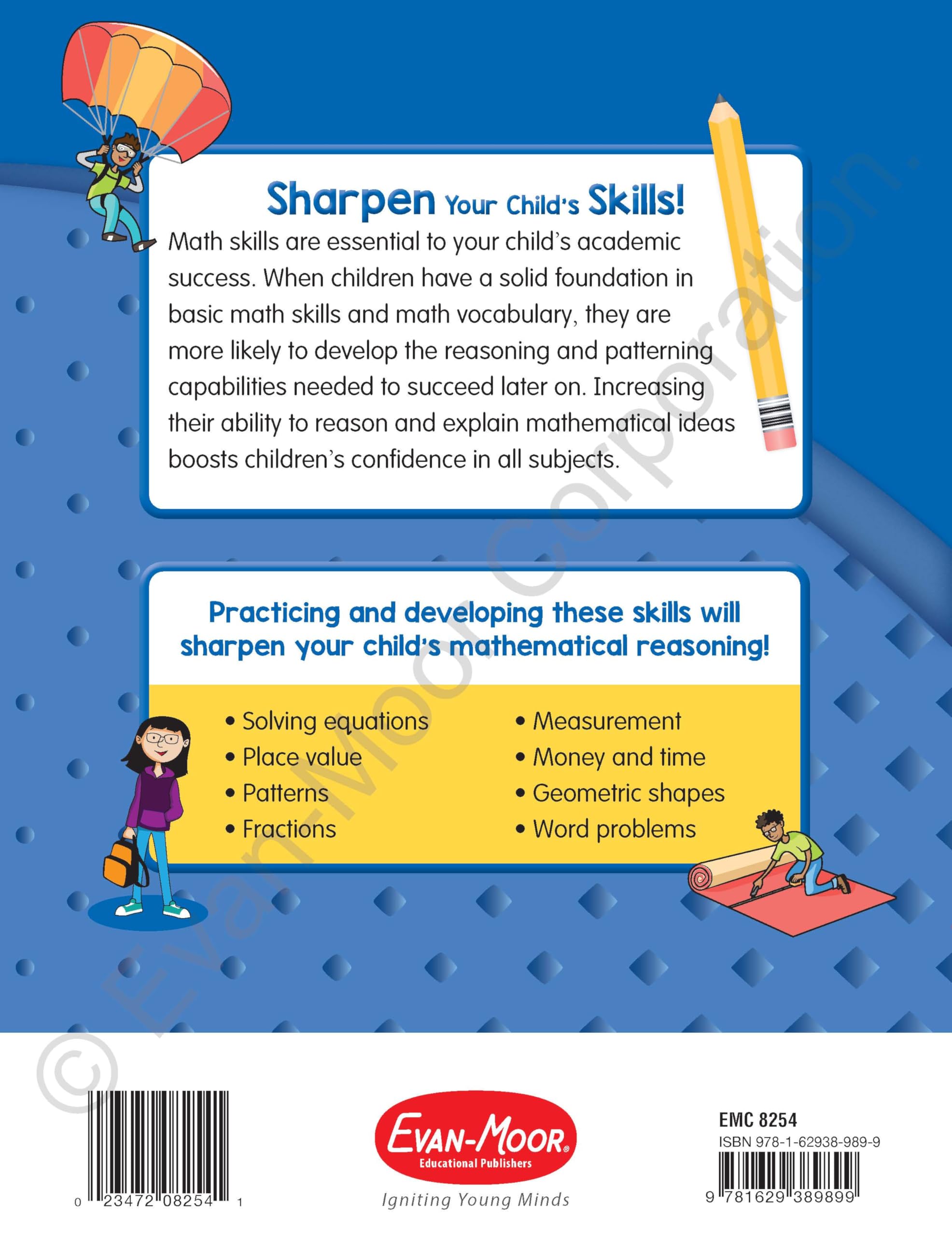 Evan-Moor Skill Sharpeners Math Workbook, Grade 4, Multiplication, Division, Test Prep, Number Sequencing, Geometry, Measurements, Graphing, Fractions, Decimals, Logical Thinking, Algebra, Homeschool