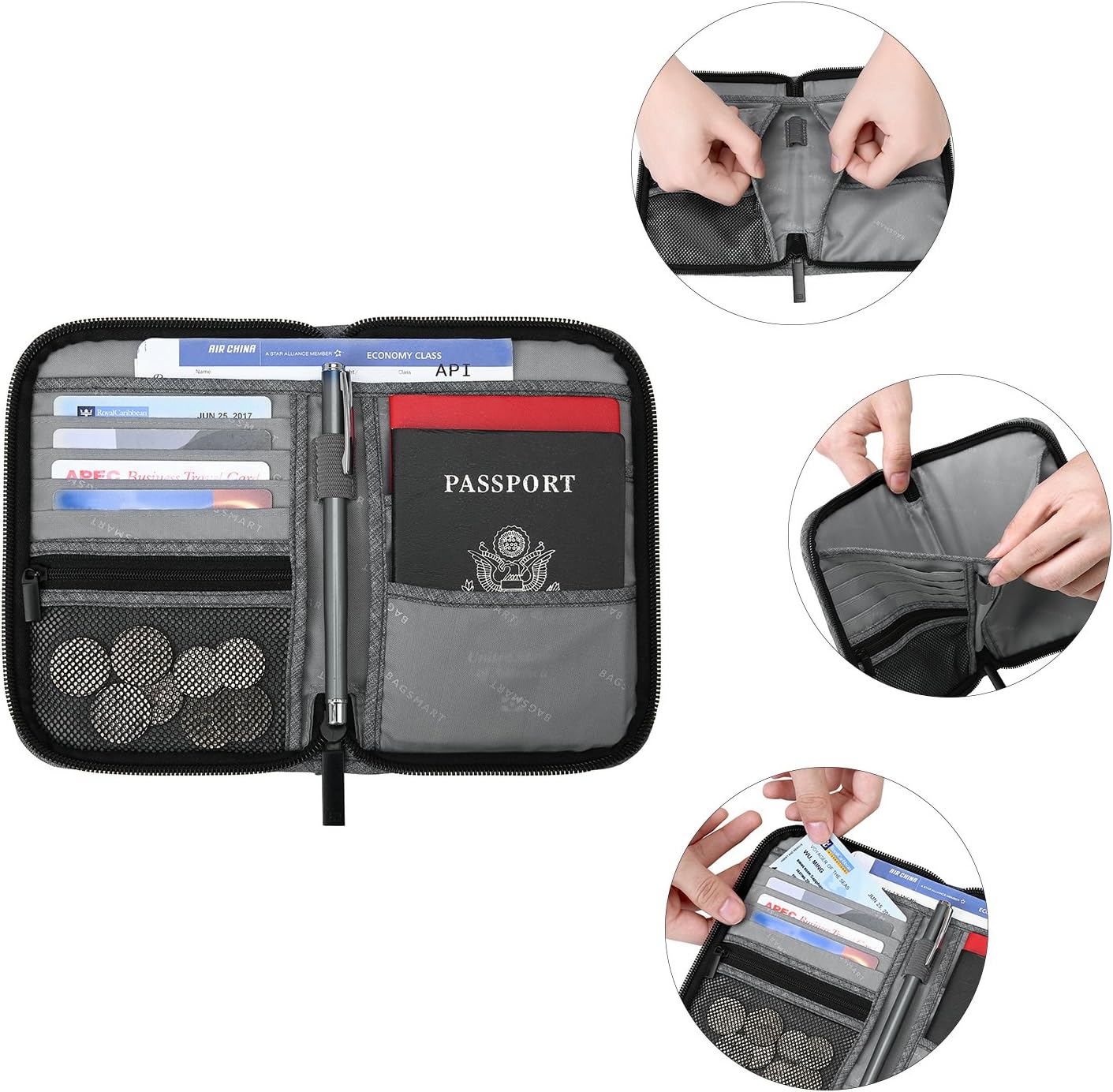  | BAGSMART Travel RFID Blocking Wallet Passport Holder Cover Document Organizer for Men and Women | Passport Wallets