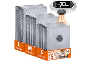 SNOCOD Travel Vacuum Bags with Wireless Pump, 15 Pack Vacuum Storage Bags with Powerful -70KPa Suction, for Maximum Compression in Luggage, Suitcase, Travel and Home Use for Clothes and Blankets, White