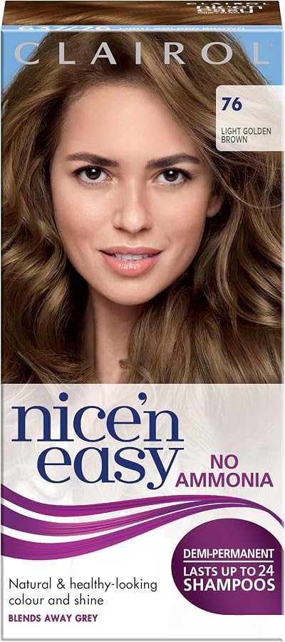 Clairol Nice'n Easy No Ammonia Hair Dye 76 Light Golden Brown Natural Look