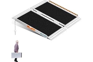 KOLOTOOL Wheelchair Ramp 2FT Folding Handicap Ramp Portable Wheelchair Ramp Threshold Ramps for Home Non-Skid Aluminum Wheel Chair Ramps for Home Steps Stairs Doorways Curbs 24" Lx 29.2" Wx2H 800 lbs