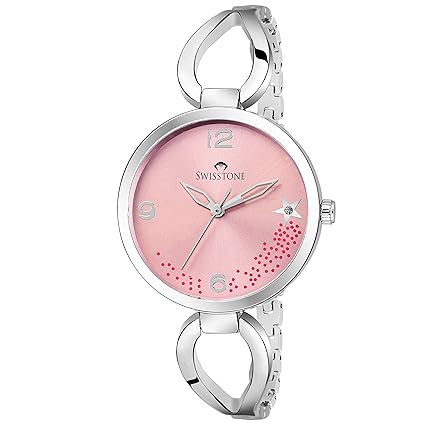 Analogue Pink Dial Silver Bracelet Women's Wrist Watch