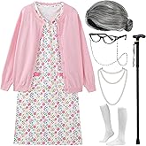 EBYTOP Girls 100th Day of School Little Old Lady Halloween Costume, As Shown