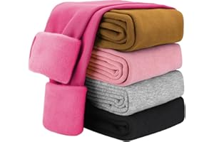 KEREDA Girls Fleece Lined Leggings Winter Warm Pants for Kids 3-14 Years