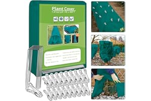 KOCKUU Plant Covers Freeze Protection, 10ft x 30ft 1.41 oz/yd² Frost Cloth Plant Blankets Floating Row Covers with 20 Stainless Steel Clips for Winter Plants Gardens Frost/Sun Pests Protection, Dark Green