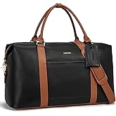 BOSTANTEN Weekender Bags for Women Leather Duffle Bag for Travel Overnight Duffel Carry on Large Tote with Trolley Sleeve and Luggage Tag