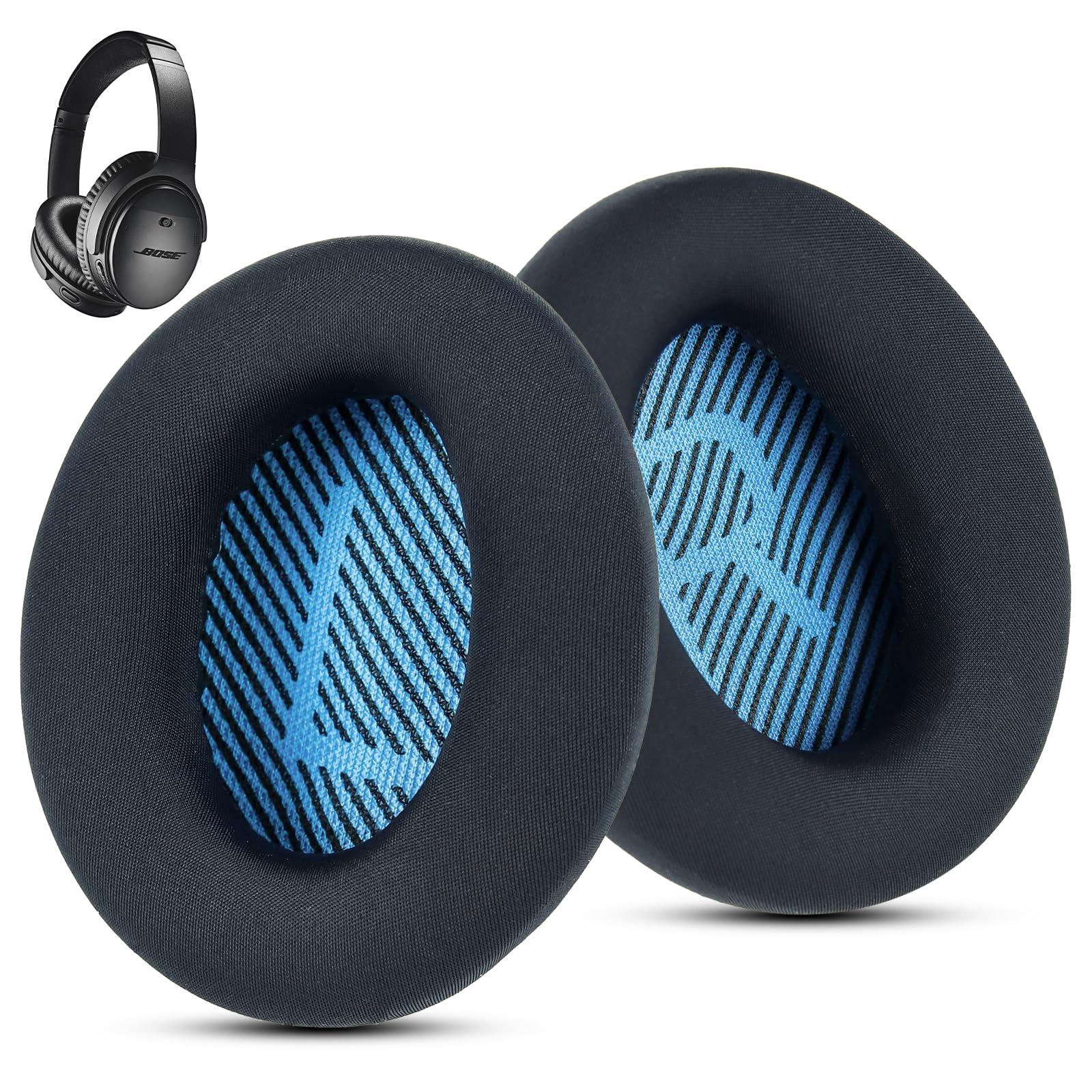 Fabric Comfort - Wzsipod Ear Pads for Bose QuietComfort 35/ QC35ii Headphones, Compatible with QC45 QC25 QC2 QC15/ Around-Ear 2 AE2i AE2w/ SoundTrue & SoundLink Series