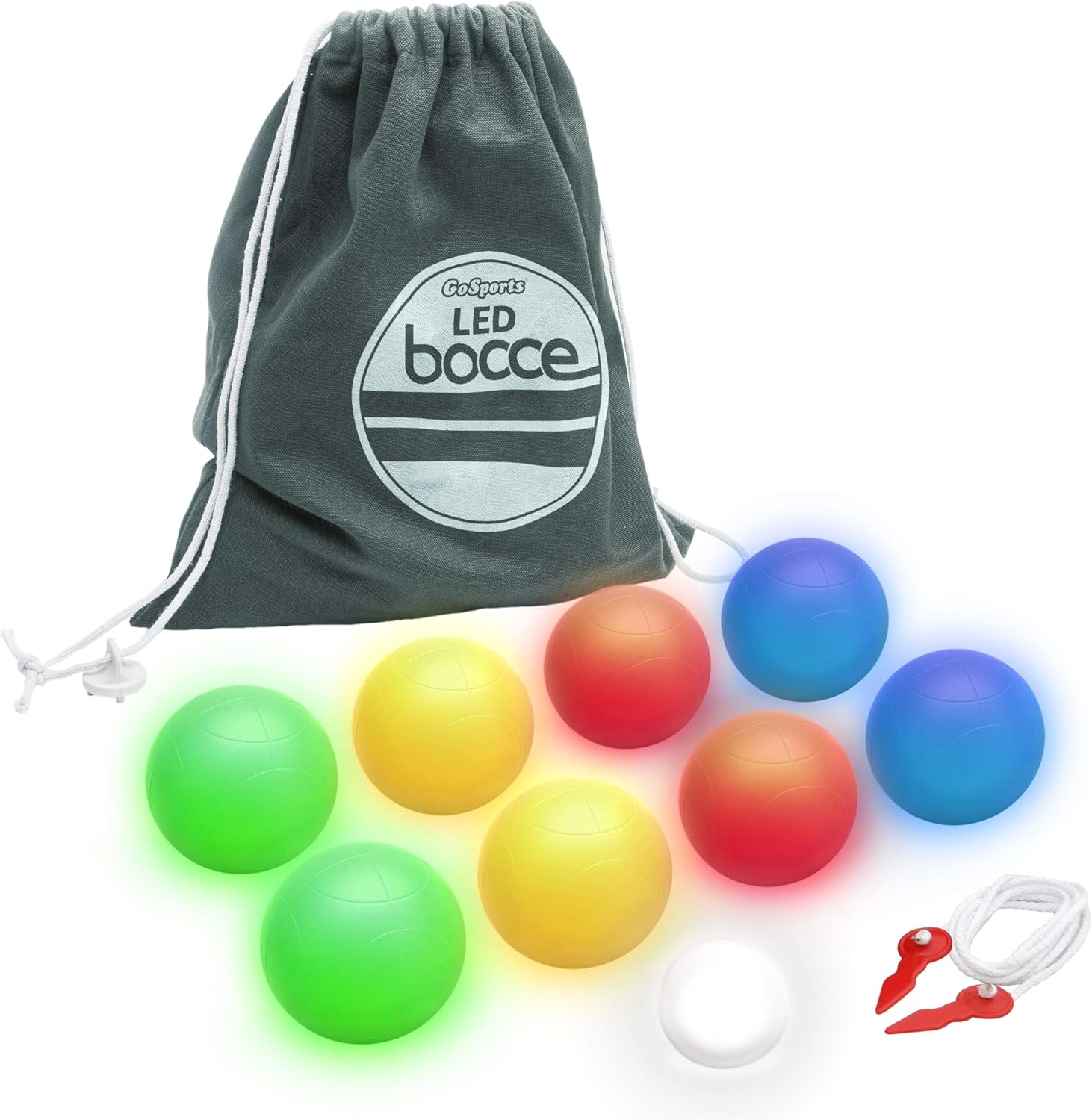 GoSports 85mm LED Bocce Ball Game Set Includes 8 Light