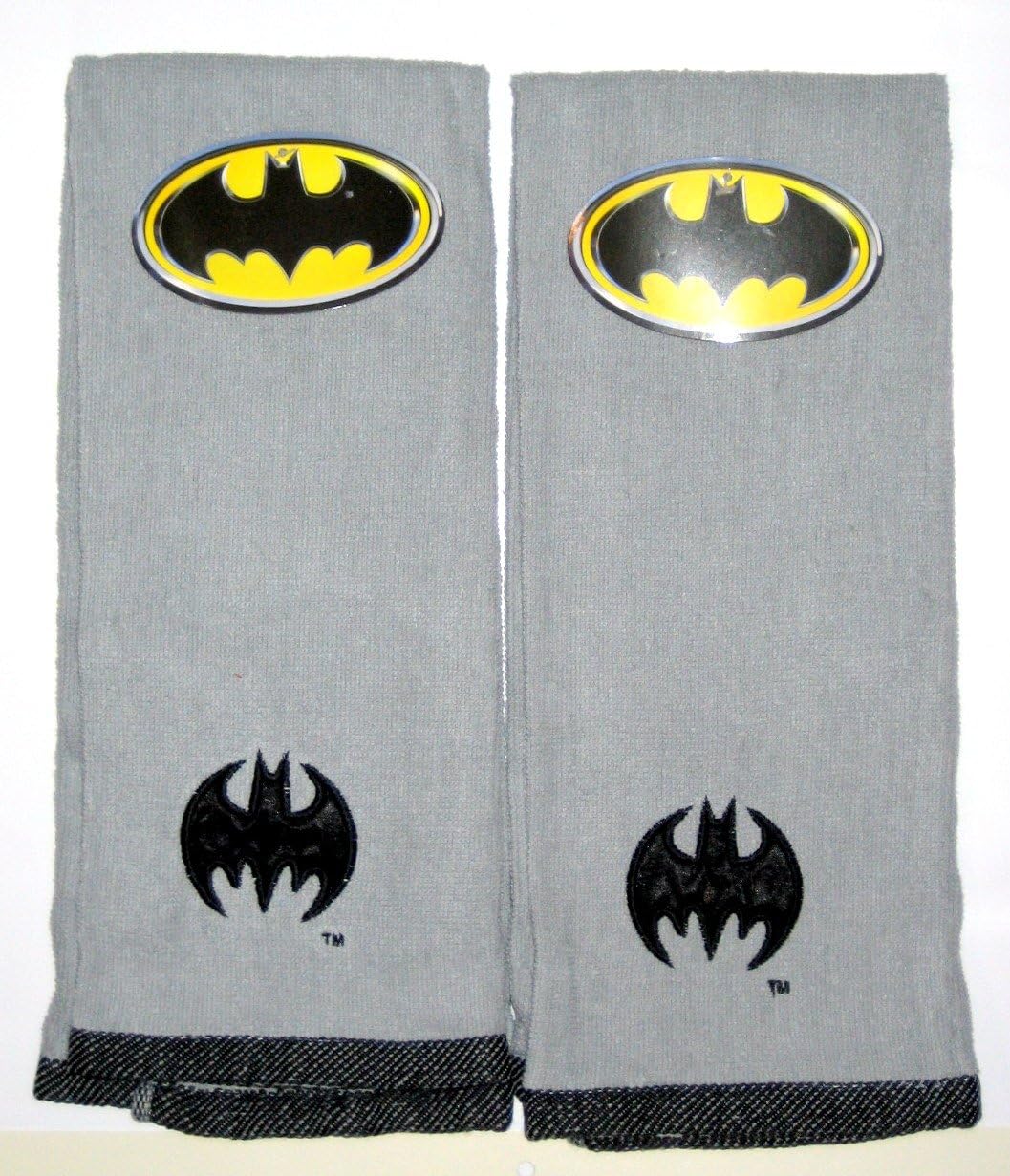 Batman Embroidered Hand Towel Grey Set of 2 Home & Kitchen