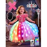 UPORPOR Light Up Princess dress up for 3-9 Ages girls Halloween Costume | 5-6h Long-lasting Play, controllable dynamic light, handle App Control princess dress for birthday, cosplay, Christmas, Gift