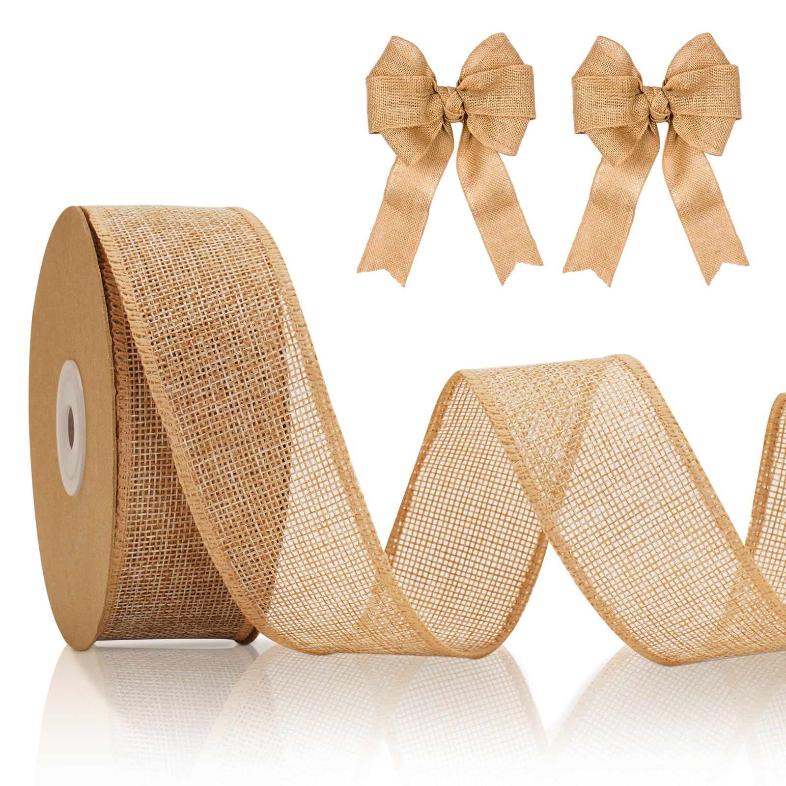 KINGLAKE 10m 4cm Brown Burlap Wired Ribbon for Wreath Bows Making, Wide Hessian Ribbon Jute Christmas Wired Ribbons for Crafting, Gift Wrapping, Xmas, Rustic Wedding Decorations