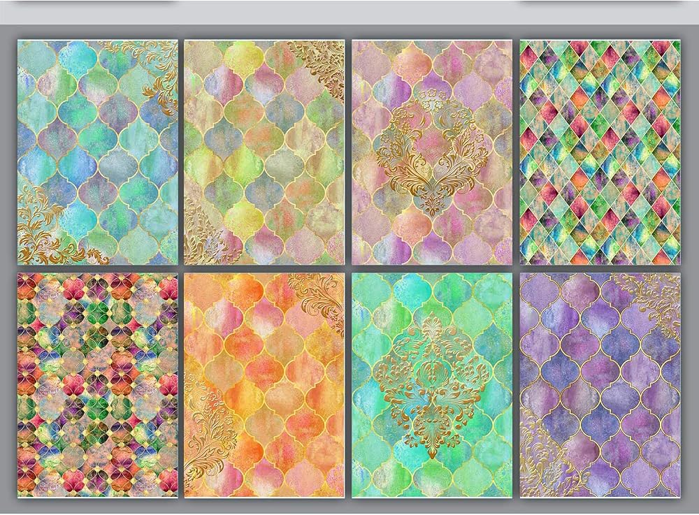 CrafTreat Moroccan Decoupage Paper A4 8 Pcs - Colorful Festive Designs