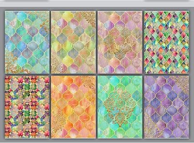 CrafTreat Moroccan Decoupage Paper A4 8 Pcs - Colorful Festive Designs