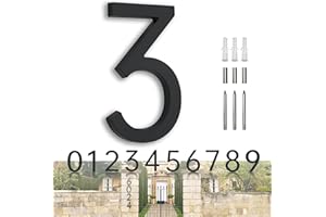 HANPIU 7 Inch House Numbers for Outside Modern Floating House Number Black Address Number Sign - Large Door Numbers Metal Home Address Number for House - Decorative Address Signs for Yard House Number 3