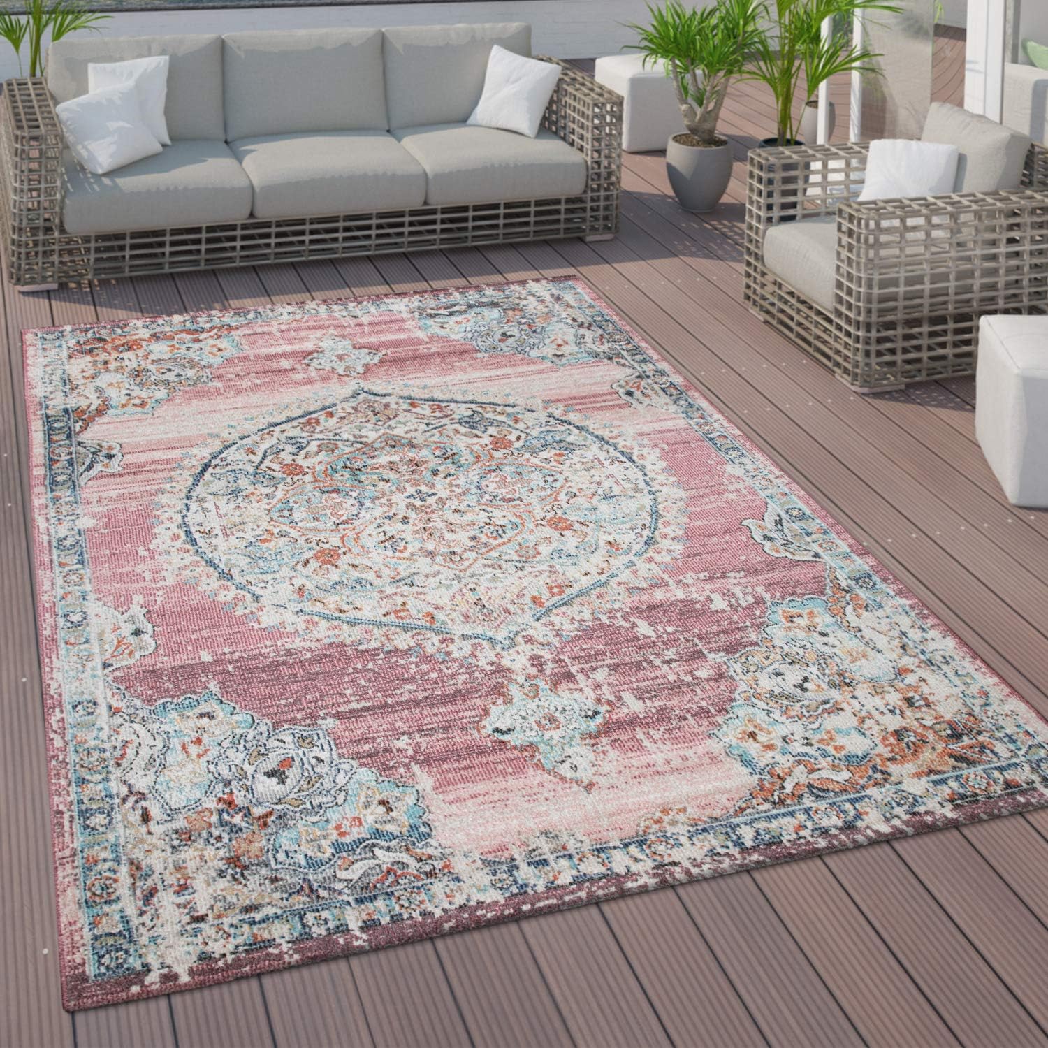 Paco Home Outdoor Rug, Vintage Rug Oriental Design Floral Pattern