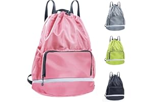 VIGEGARI Swim Bag Beach Backpack Sports Drawstring Backpack - Gym Bag with Shoes Compartment and Waterproof Pocket for Gym Accessories, Swim Essentials - Kids Swim Backpack Mens Beach Bag, Workout Bag