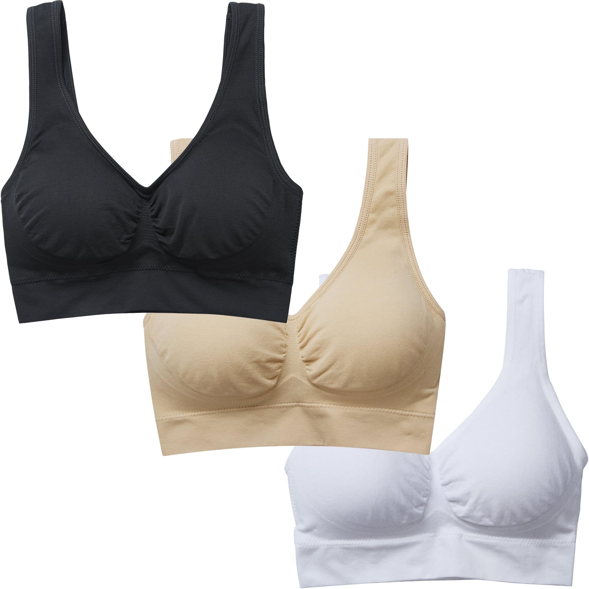 BAOMOSI Women's Freedom Seamless Wireless Sports Bra with Removable Pads Underwear Pack of 3 or 4