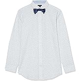 Tommy Hilfiger Boys' Long Sleeve Dress Shirt with Bow Tie, Collared Button-Down with Cuff Sleeves