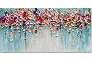 Epicler art Hand-Painted 24x48 inch Red Flower Canvas Wall Art Painting Contemporary Art Works Living Room, Bedroom, Dining Room Wall Decoration