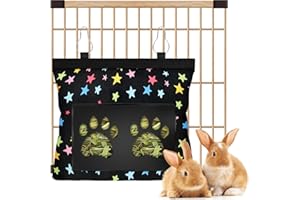KEXWEN Hay Feeder Rabbit,Bunny Hay Feeder Bag for Rabbits, 2 Holes Large Capacity Hay Feeder Bag, Guinea Pig Hay Holder For Rabbits, Rabbit Feeder Bag,guinea pig hay feeder For Rabbit Bunny Chinchillas（Star）