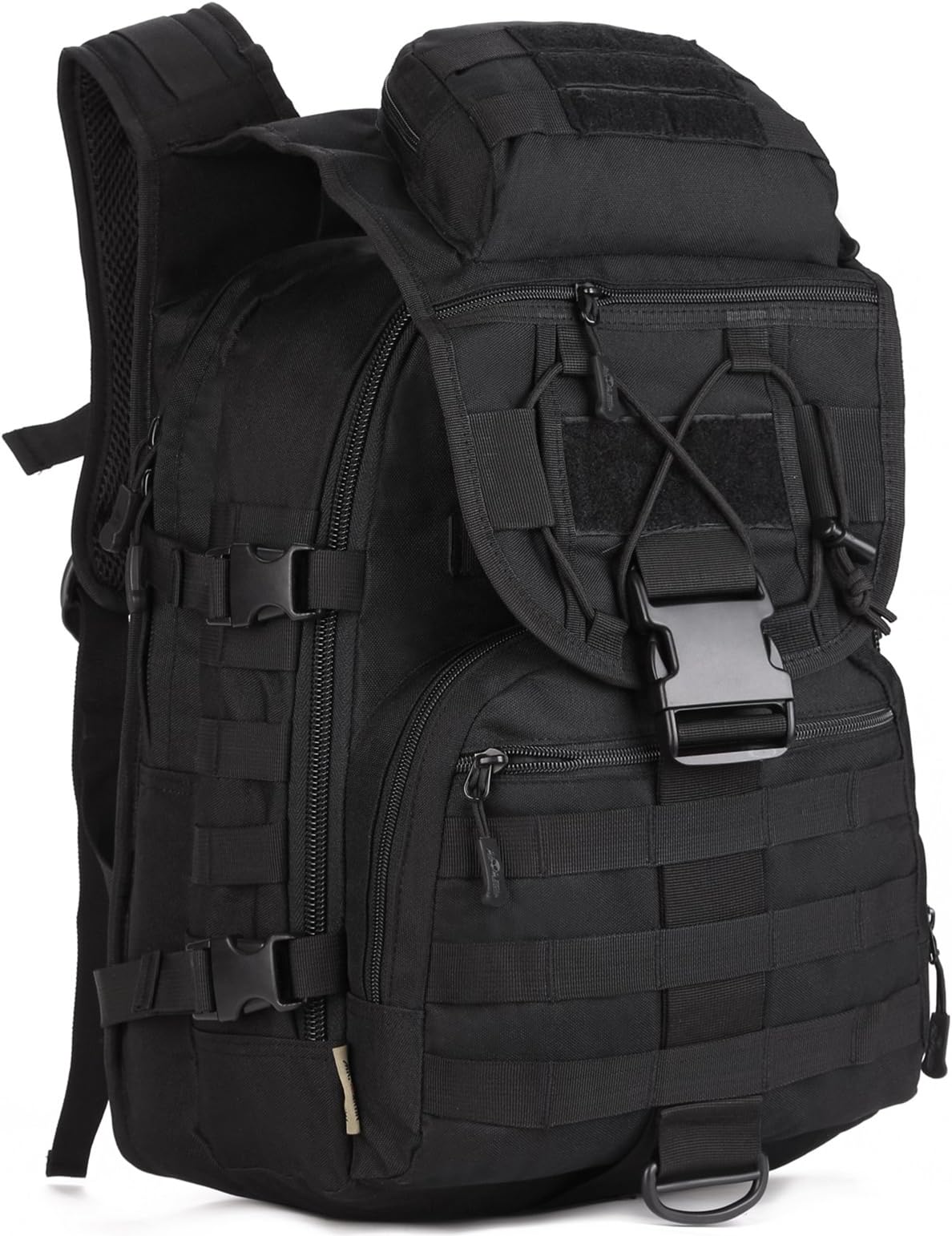 DCCN 40L Tactical Backpack Large Capacity Molle System Military Assault Bag with Rain Cover (Black)
