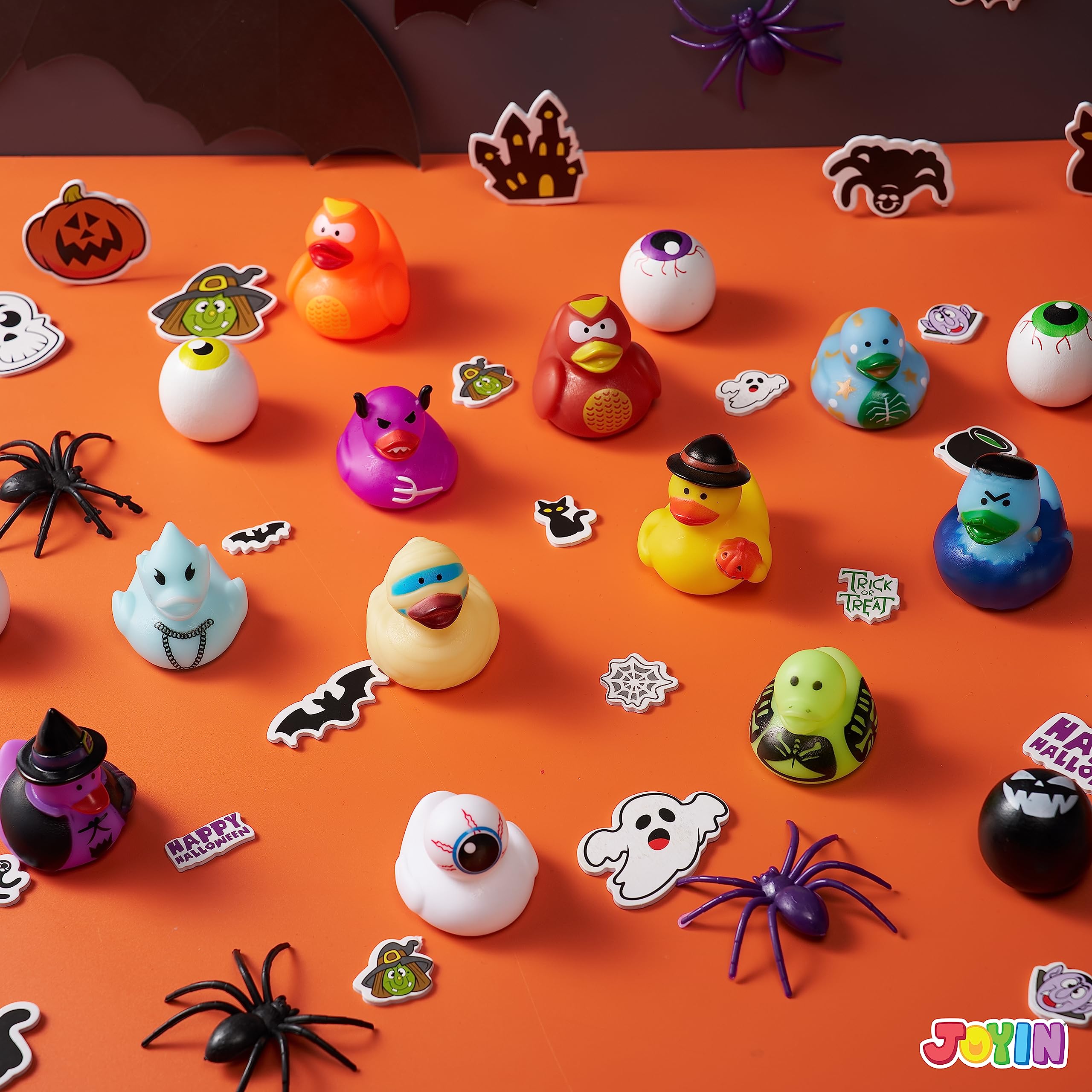 JOYIN 24 PCS Halloween Rubber Ducks, Halloween Ducks Toys for Trick or Treating Goodie Bag Fillers, Bathtub Toys Duckies for Halloween Party Favors Decorations, School Classroom Game Prizes