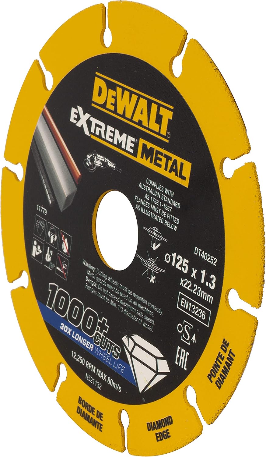 Dewalt Power Tools Dt40252 Extreme Diamond Metal Cutting Disc 125 X 22.23 X 1.3Mm, yellow/black, 125 millimeters - Image 3