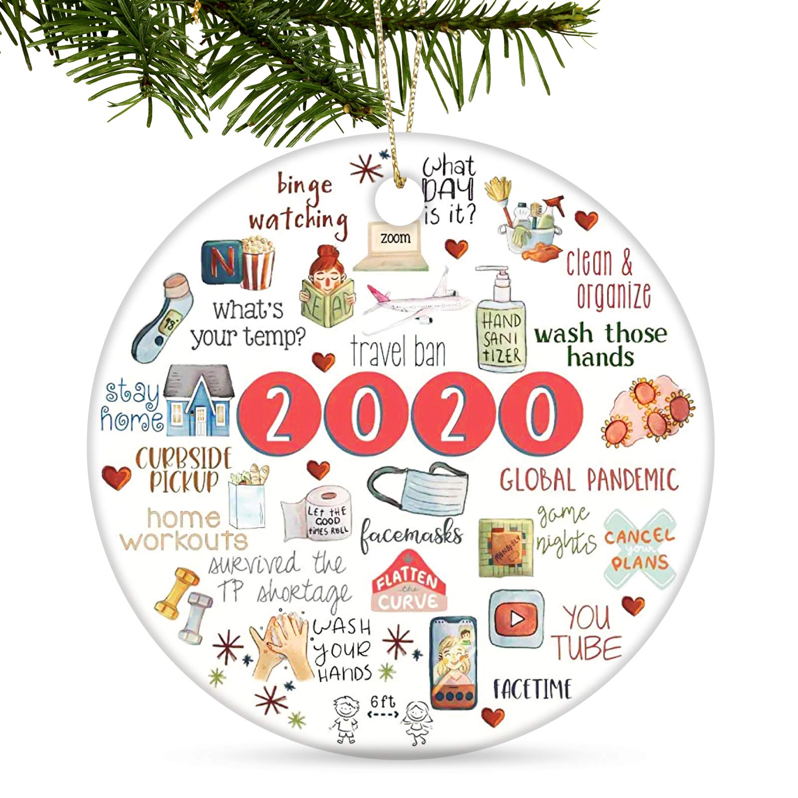 Tmflexe 2020 Christmas Ornaments Decorations Tree Hanging Ornaments Kits Accessories Surviving Souvenir Gift for Home Indoor Outdoor Decor
