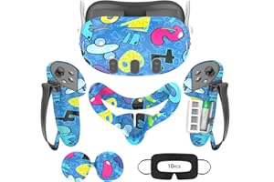AIXOTO VR Silicone Accessories for Meta Quest 3, Protective Case Set for Oculus Quest 3, Face Cover, Controller Grip, Shell Cover, Lens Cover, Disposable Eye Cover(Accessories for Quest 3, Paradise)