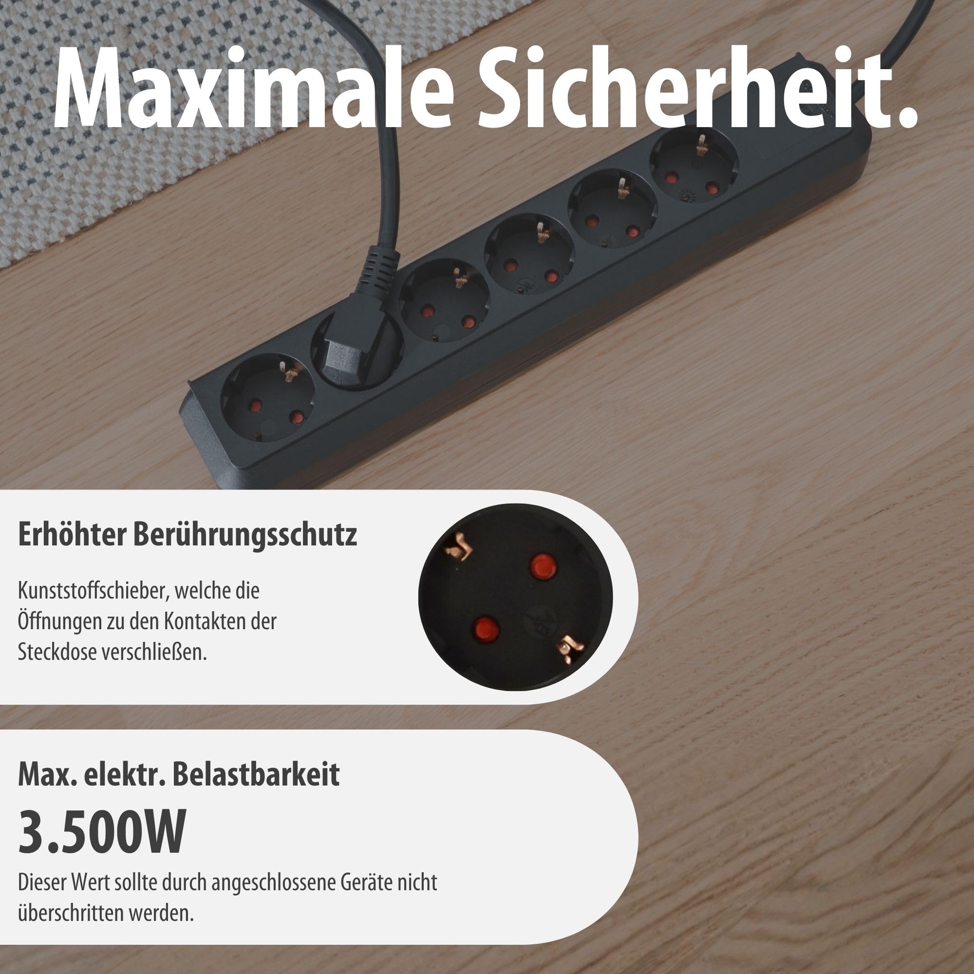 Brennenstuhl Eco-Line Steckdosenleiste 6-Fach (Mehrfachsteckdose mit erhöhtem Berührungsschutz und 1,5m Kabel) schwarz 4