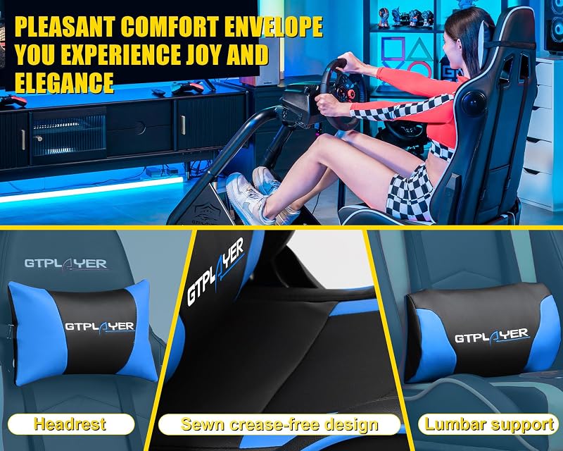 Cockpit de simulador, cockpit de simulação de corridas, suporte para volante com altifalantes, compatível com vários modelos de volante e pedais