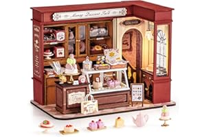 Rolife DIY Dollhouse Miniature House Kit 1:18 Vintage French Dessert Shop, Wooden Diorama Model Kit Mini House to Build with 