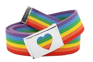 Build A Belt Girl's 1.25" Wide Heart Silver Flip Top Belt Buckle with Canvas Web Belt