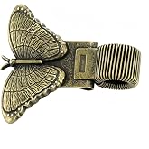 Journal Pen Holder Clip Bronze Butterfly Traveler's Notebook Accessories | Vintage Boho Insect Wing Charms Adjustable Elastic Desk Loop Pencil Organizer Cover, Clamps for Office Home DIY Use Antique