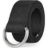 WHIPPY Mens Canvas Belt with Metal Double D-ring 1 1/2" Wide Plus Size Unisex Web Cloth Casual Belt for Jeans Pants