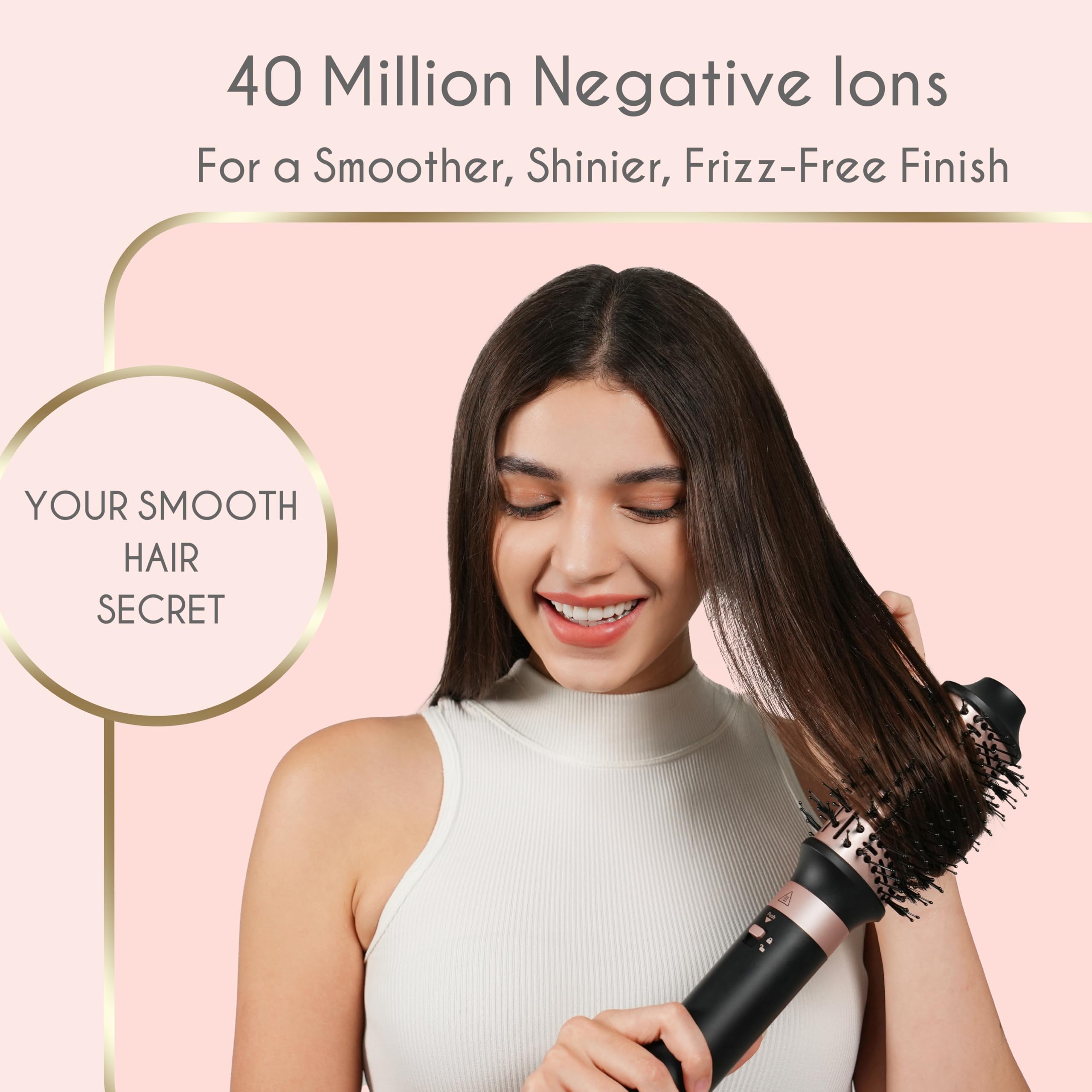 5 in 1 Ionic Hot Air Styler, 1400W Powerful Hair Dryer Brush, Auto-Wrap Curlers, Paddle Brush for Fast Drying, Curling, Straightening, Volumizing with Travel & Storage Bag